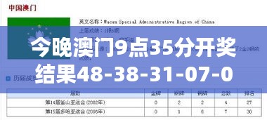 今晚澳門9點35分開獎結(jié)果48-38-31-07-04-46 T：34