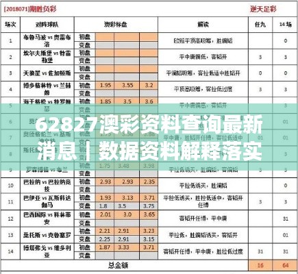 62827澳彩資料查詢最新消息｜數(shù)據(jù)資料解釋落實(shí)