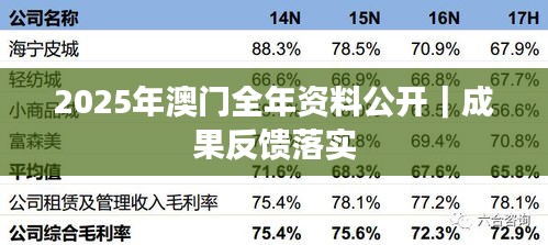 2025年澳門全年資料公開｜成果反饋落實