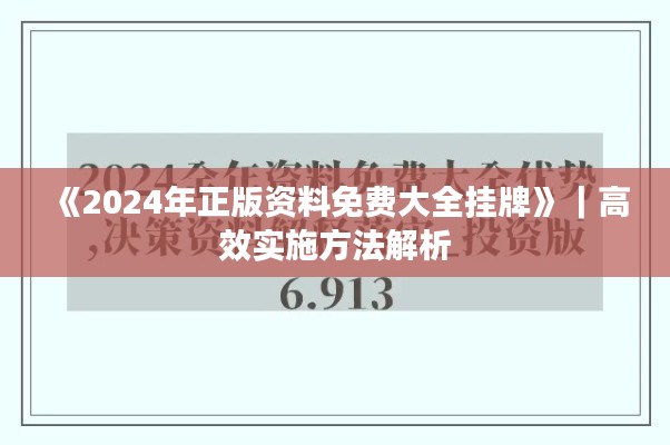 《2024年正版資料免費(fèi)大全掛牌》｜高效實(shí)施方法解析