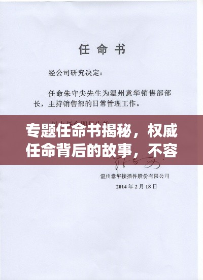 專題任命書揭秘，權威任命背后的故事，不容錯過！