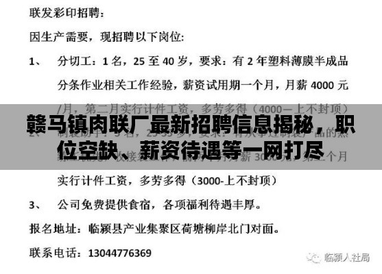 贛馬鎮(zhèn)肉聯(lián)廠最新招聘信息揭秘，職位空缺、薪資待遇等一網(wǎng)打盡