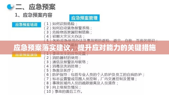 應急預案落實建議，提升應對能力的關鍵措施