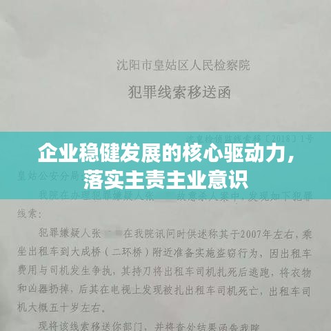 企業(yè)穩(wěn)健發(fā)展的核心驅動力，落實主責主業(yè)意識